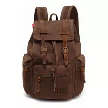 Mochila De Lona Porta Computadora Vintage Marron