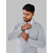 Blazer Masculino Slim Cinza Areia 12x S/ Juros Frete Grátis 