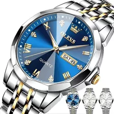 Relógio Masculino De Quartzo De Negócios Olevs Blue Diamond