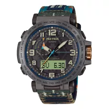 Reloj Casio Pro Trek Solar Prg-601pe-5 E-watch Color De La Correa Multicolor Color Del Bisel Gris Oscuro Color Del Fondo Gris Oscuro