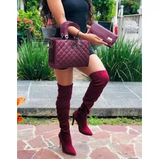 Combo Dama Kar, Botas Largas, Bolsa Y Cartera