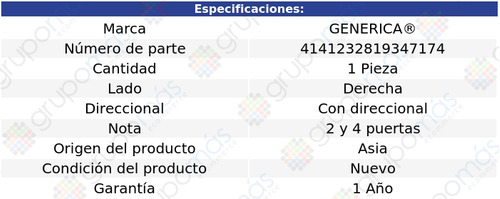 (1) Luna Derecha C/direcc Generica Yukon Del 2007 Al 2014 Foto 2