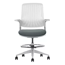 Silla Cajero Mostrador Gris Alta Ergonómica Vigo Moobe-c