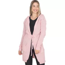 Parka Casaco Kimono Tricot Lã Cardigã Inverno Com Capuz