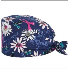 Gorro Clínico Con Botón Para Mascarilla Diseño Flores G175