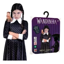 Fantasia Wandinha Addams + Mãozinha Vestido Vandinha Origina