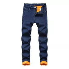 Calça Jeans Térmica Composta De Lã De Inverno Masculina