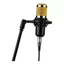 Microfono Estudio Condensador Con Tarjeta De Sonido Usb V8 Color Dorado