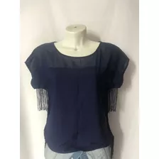 Blusa Azul Marinho Com Franjas