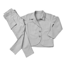 Terno Infantil Luxo Blazer + Calça Grafite Tam. 1 Ao 16