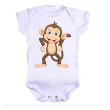 Body Branco Bebê Infantil Animal Macaco