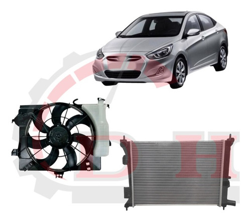 Radiador + Electroventilador Shm-hyundai Accent Rb 2011-2021 Foto 2