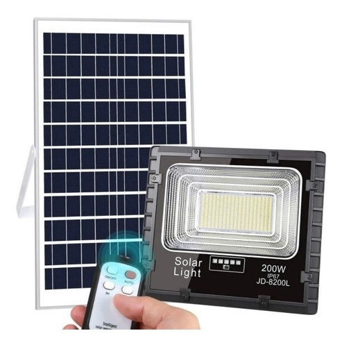 Reflector Led Con Panel Solar Lámpara De 60w A 200w