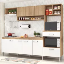 Cozinha Compacta Modulada Com Tampo 8 Portas 1 Gaveta Inova