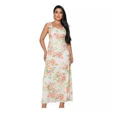 Vestido Longo Gola Princesa Estampado Em Seda