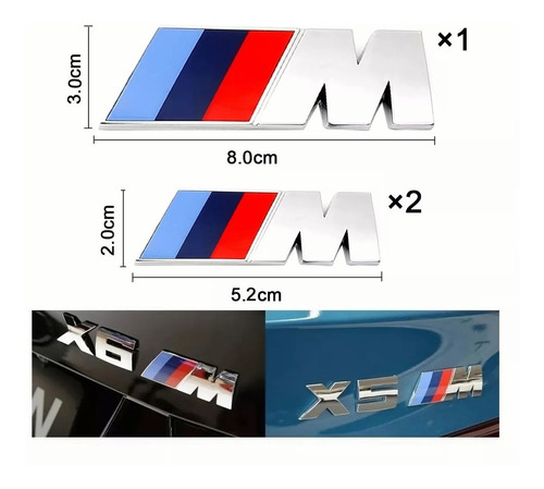 3pk Emblema Adhesivo Para Bmw M Power De Metal De Tres Color Foto 4
