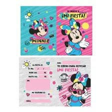 Invitaciones Minnie Mouse X 10u Cotillón Cumpleaños