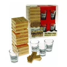 Juego Torre De Madera Con 4 Shots De Vidrio Drunken Tower. 