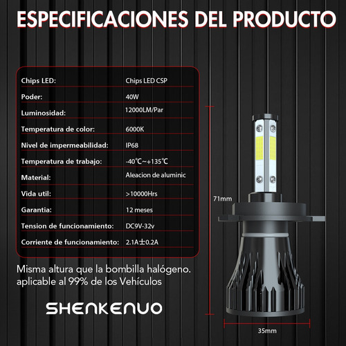 Para Chevrolet Spark Classic 2016 2017 Kit De Focos Led 9003 Foto 5