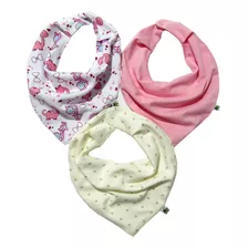 Kit 5 Babadores Bandana Malha 100% Algodão- Meninas