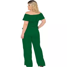 Macacão Feminino Plus Size Ciganinha Festa Verão Soltinho