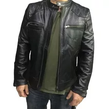 Chaqueta De Cuero Cuello Mao