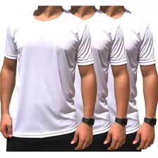 Kit 3 Camiseta Masculina Branca Lisa Proteção Uv Dry Premium