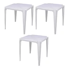 Kit Com 3 Mesa De Plástico Bela Vista - Branca - Mor Cor Branco