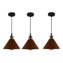 Pendente Cone Preto Industrial Retro 