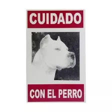 Cartel Cuidado Con El Perro 13cm X 20cm Dogo Argentino