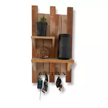 Porta Llaves Con Repisa Rustico De Madera Nativa