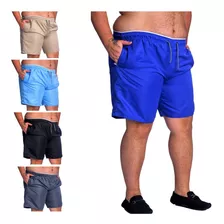 Short Plus Masculino Praia Academia Tecido Grosso Kit Com 5