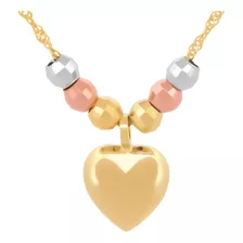 Cadena Gargantilla Dama Corazón Bolas Facetadas 3 Oros 14k S