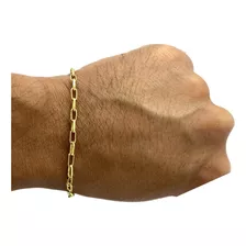 Pulseira Masculina Moeda Antiga 3mm Tijolinho Banho Ouro