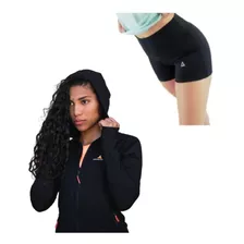 Calza Deportiva Corta Dama Ng + Campera Deportiva Negra