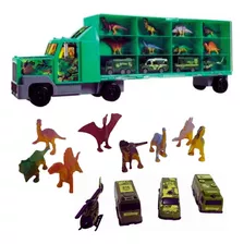 Carreta Cegonha Mundo Dos Dinossauros Com Carrinho Miniatura