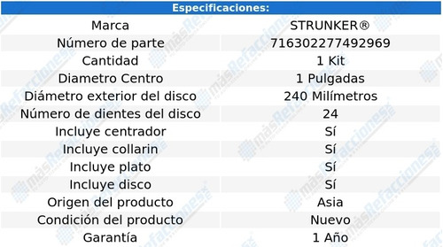 Clutch Nissan 280zx L6 2.8l Turbo 1981-1983 Strunker Foto 2