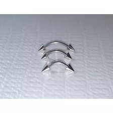 Set D 3 Piercings Para Ceja Plateados Picos Acero Quirúrgico