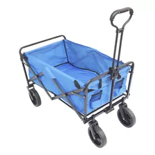 Carrinho Dobrável Articulado Camping Praia Pesca 80 Kg Azul