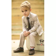 Traje Slimfit Niño De Lujo Lino 100% Kakhi De Regalo Camisa 