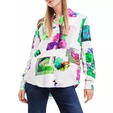 Blusa Desigual Mezclilla Flores Mujer, Camisa Mujer Desigual