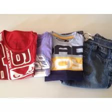 Calça Jeans Bad Boy + 4 Camisetas E Calça Moleton - Tam 2