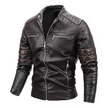 Pu Leather Jacket Velvet Biker Suit