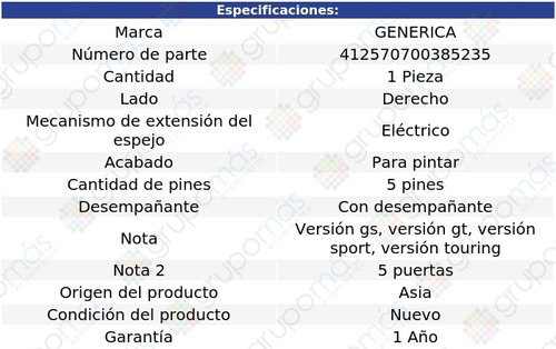 Espejo Der Elect P/pintar C/desemp 5 Pines Cx-9 10 Al 15 Foto 2