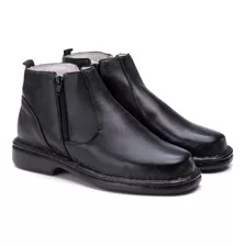 Bota Botina Masculina Couro Palmilha Gel Anti Stress Comfort