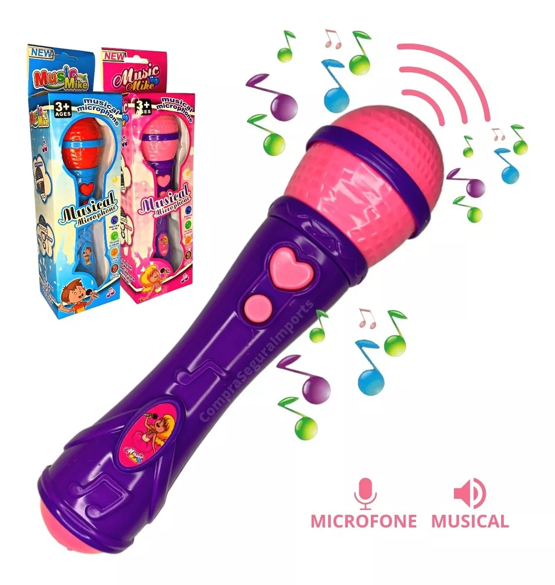 Microfone Infantil Sai A Voz E Musical Brinquedo Cantor Rock