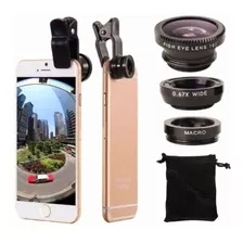 Kit Lente Olho De Peixe 3x1 Para Celulares Universal Selfie 