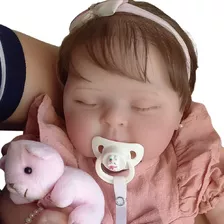 Bebê Reborn Menina Corpo De Pano Com Cabelo Olhos Fechados