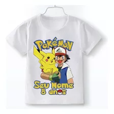 Camiseta Pokemon Pikachu Personalizada Blusa 100% Algodão