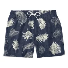 Short Bermuda Masculino Folhas Inverno Estampado Verão Praia